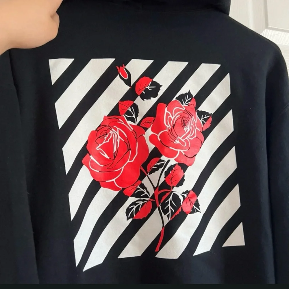 Artist Union - Black Hoodie with Red Rose Design - Picture 5 of 5
